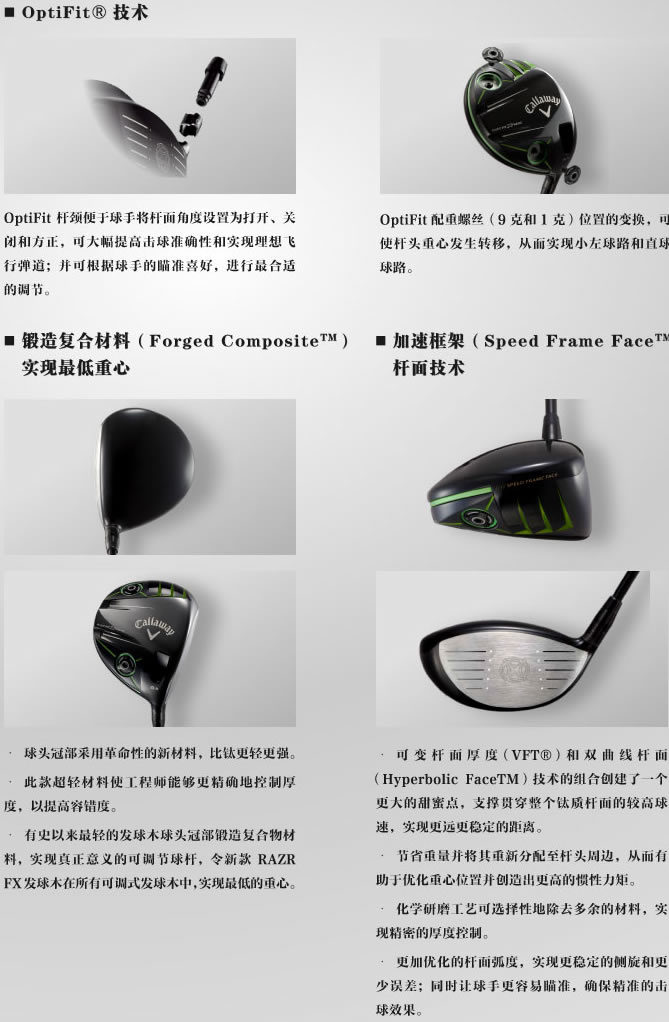 【正品】Callaway udesign RAZR Fit Xtreme彩色订制杆头