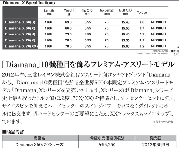 Diamana X SERIES全球限量5000支 78吨碳片 木杆身