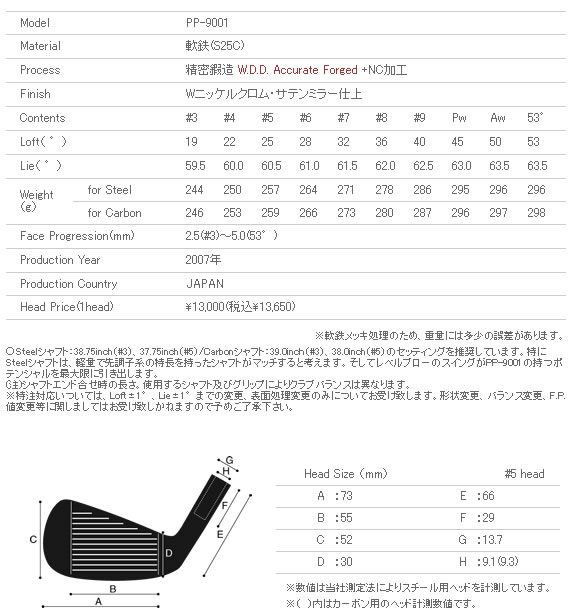 【正品】Miura PP-9001 欧版与亚版结合 煅造铁杆头